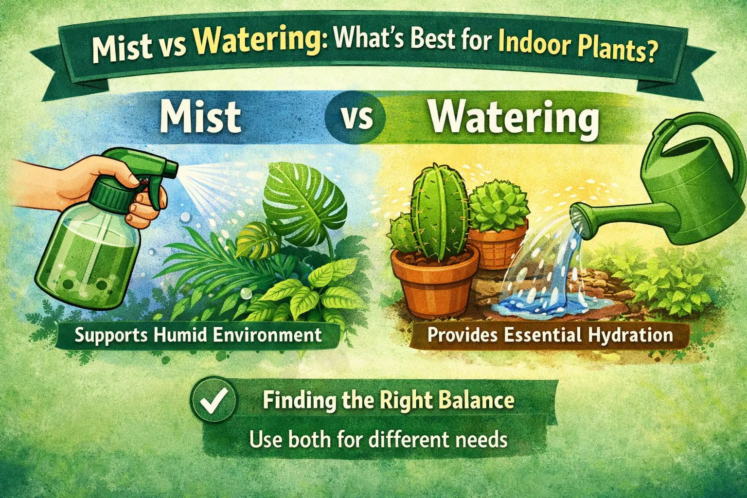 Mist vs. Watering: What Indoor Plants Actually Need (And When Each One Helps)
