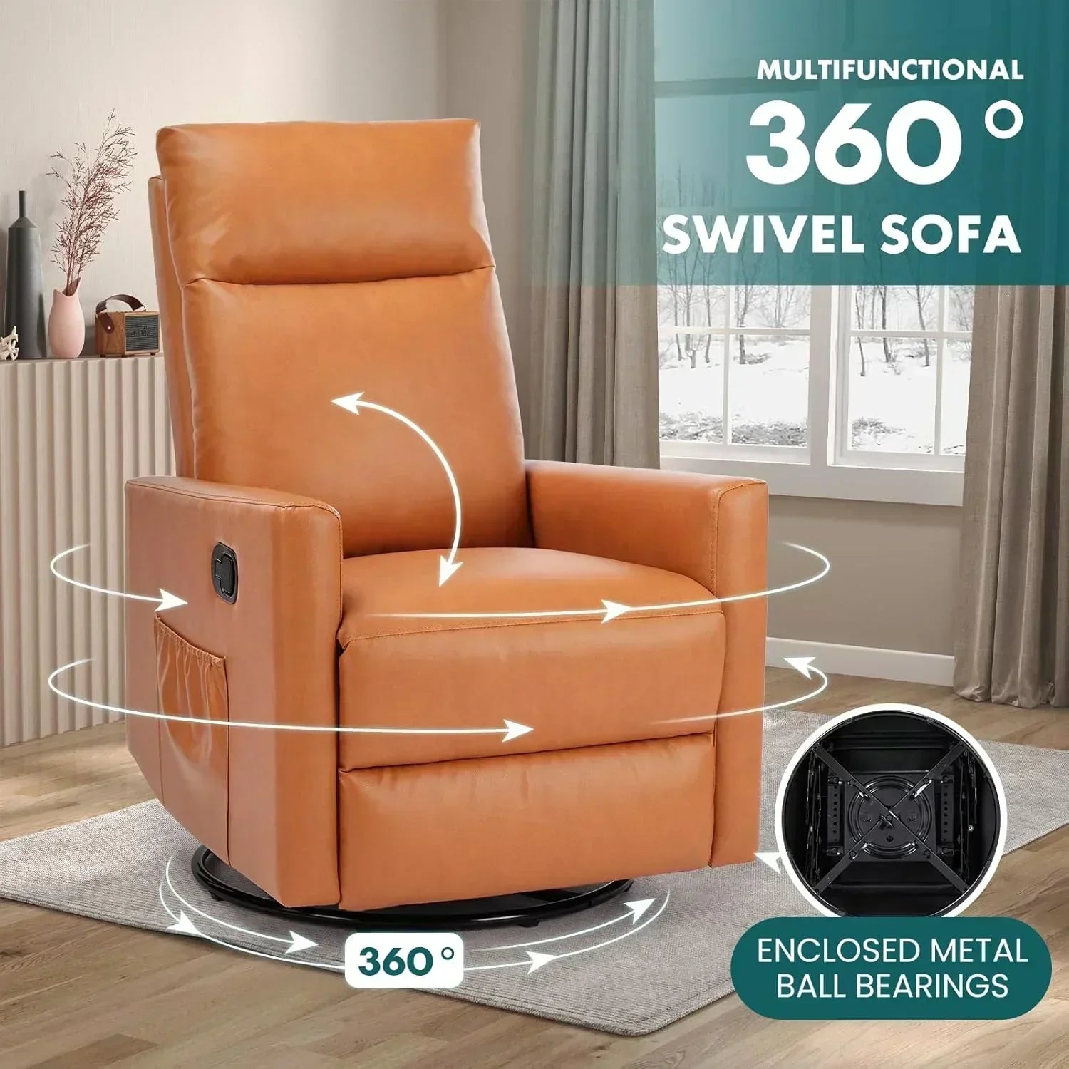 Swivel high-back rocking chair with footrest padded glider baby chair with comfortable deep seat wourant