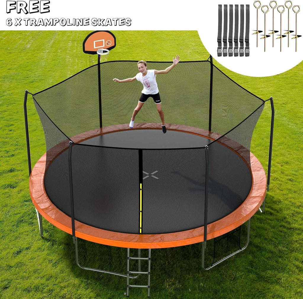 AOTOB 8FT 10FT 12FT 14 FT 15FT Trampoline with Safety Enclosure Net Outdoor Trampoline wourant