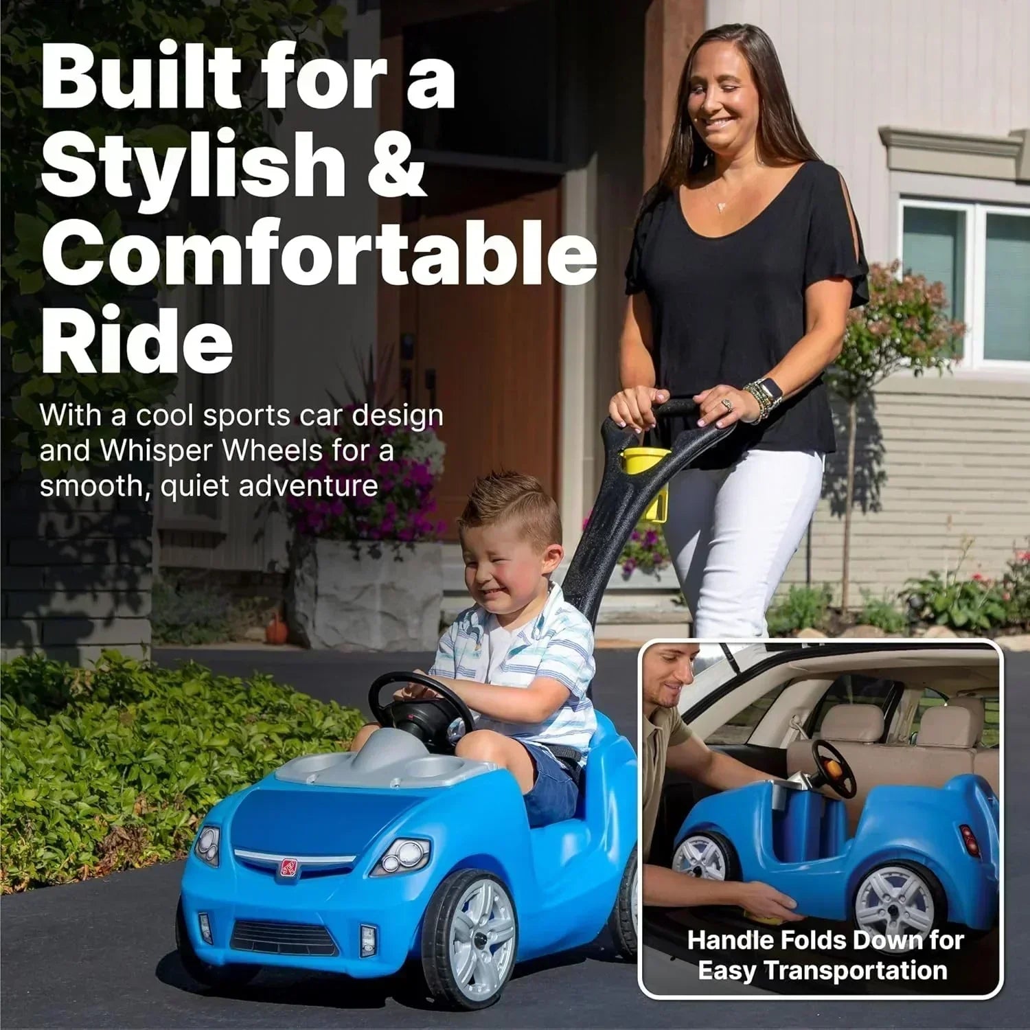 Step2 Whisper Ride II Ride On Push Toy Car Pink Ride On Car with Included Seat Belt Easy Storage wourant
