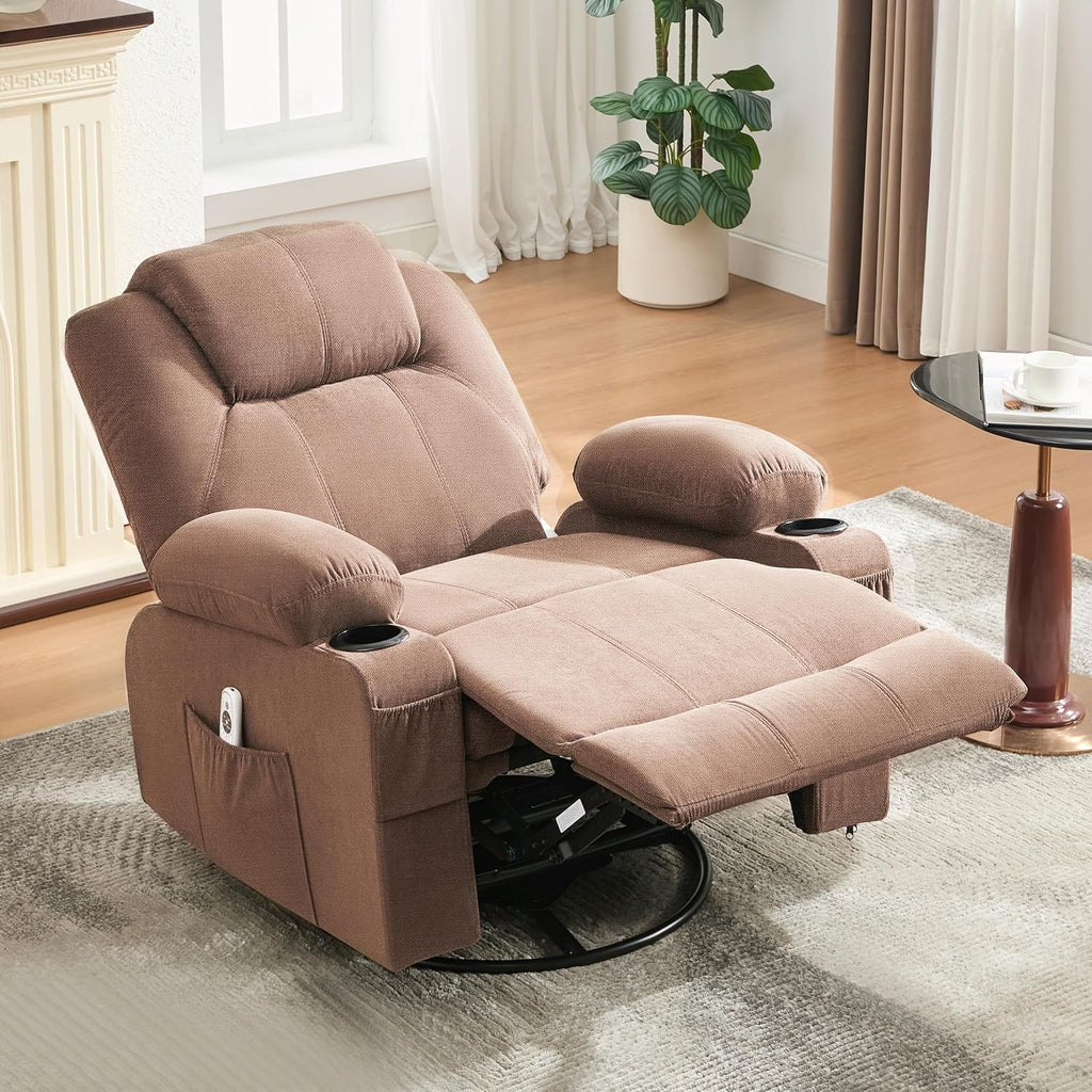 Large Swivel Rocking Recliner with Massage Function 360 Degree Swivel Rocking Single Sofa wourant