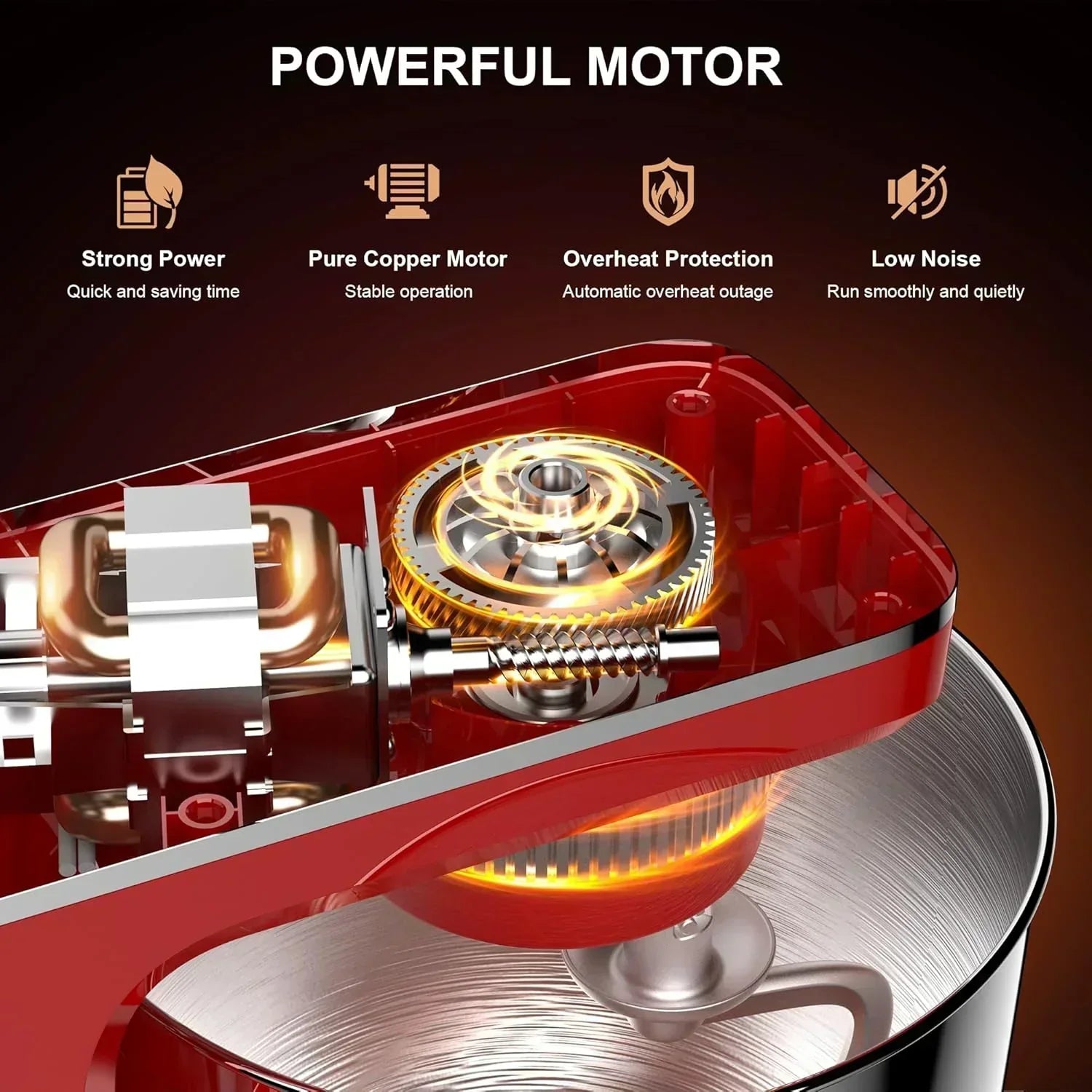 10-Speed Stand Mixer with 8-in-1 Splash Guard Tilt Head 6-Quart Stainless Steel Bowl wourant