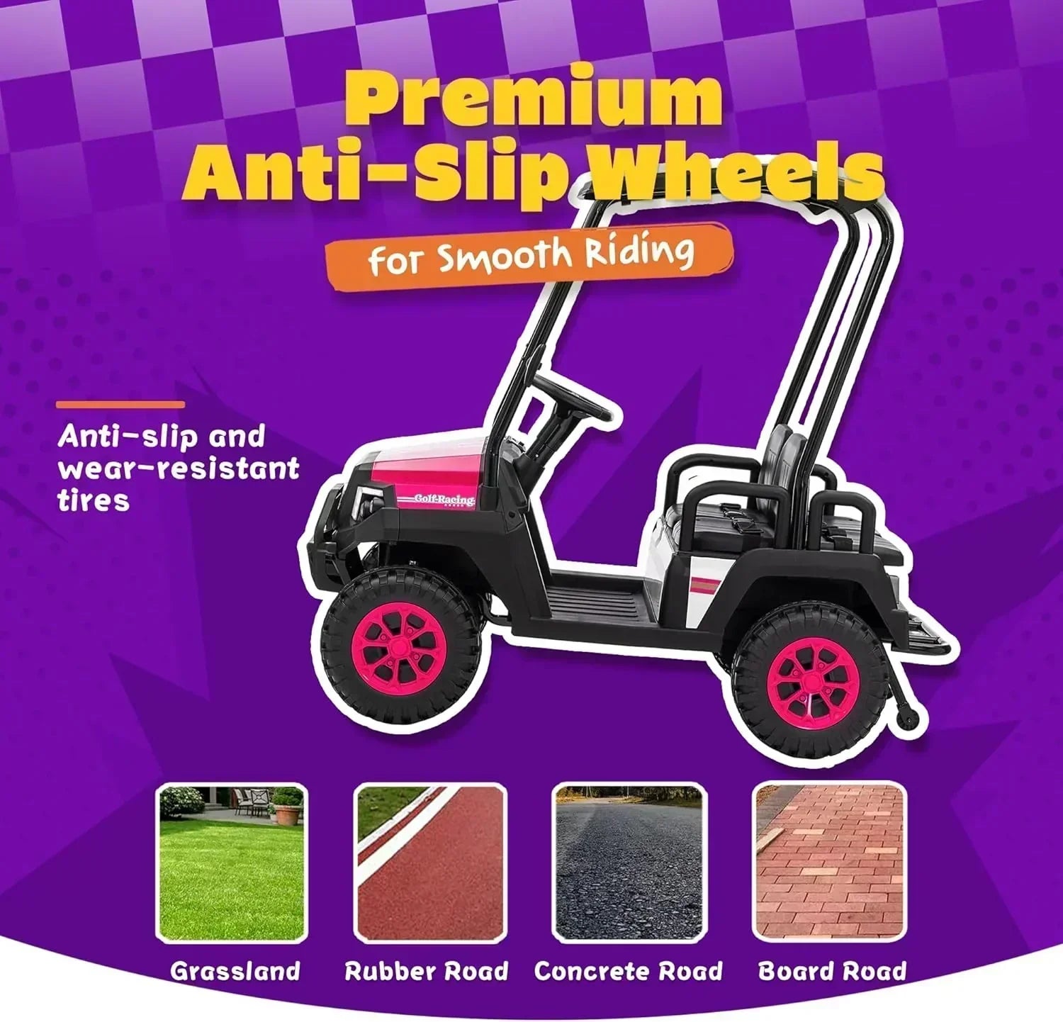 24V 7AH Children's Golf Cart with Remote Control Removable Awning 4-Wheel Spring Suspension wourant