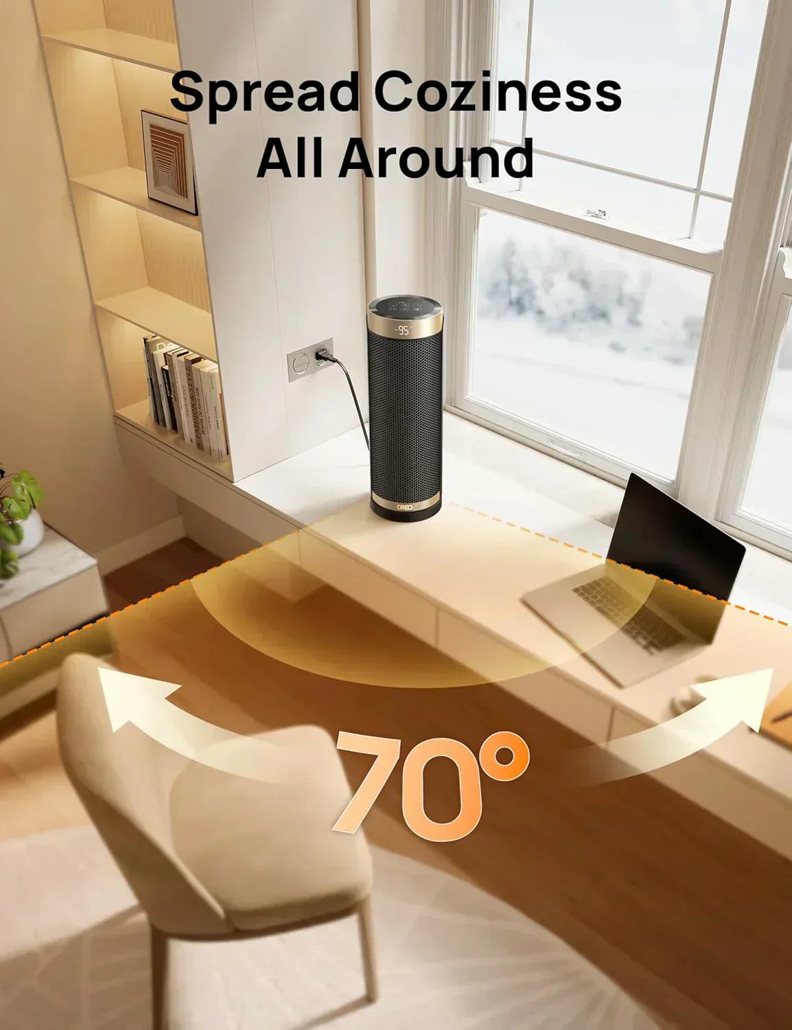 Space Heater 1500W Electric Indoor Heater with Thermostat Quiet Portable Heater wourant