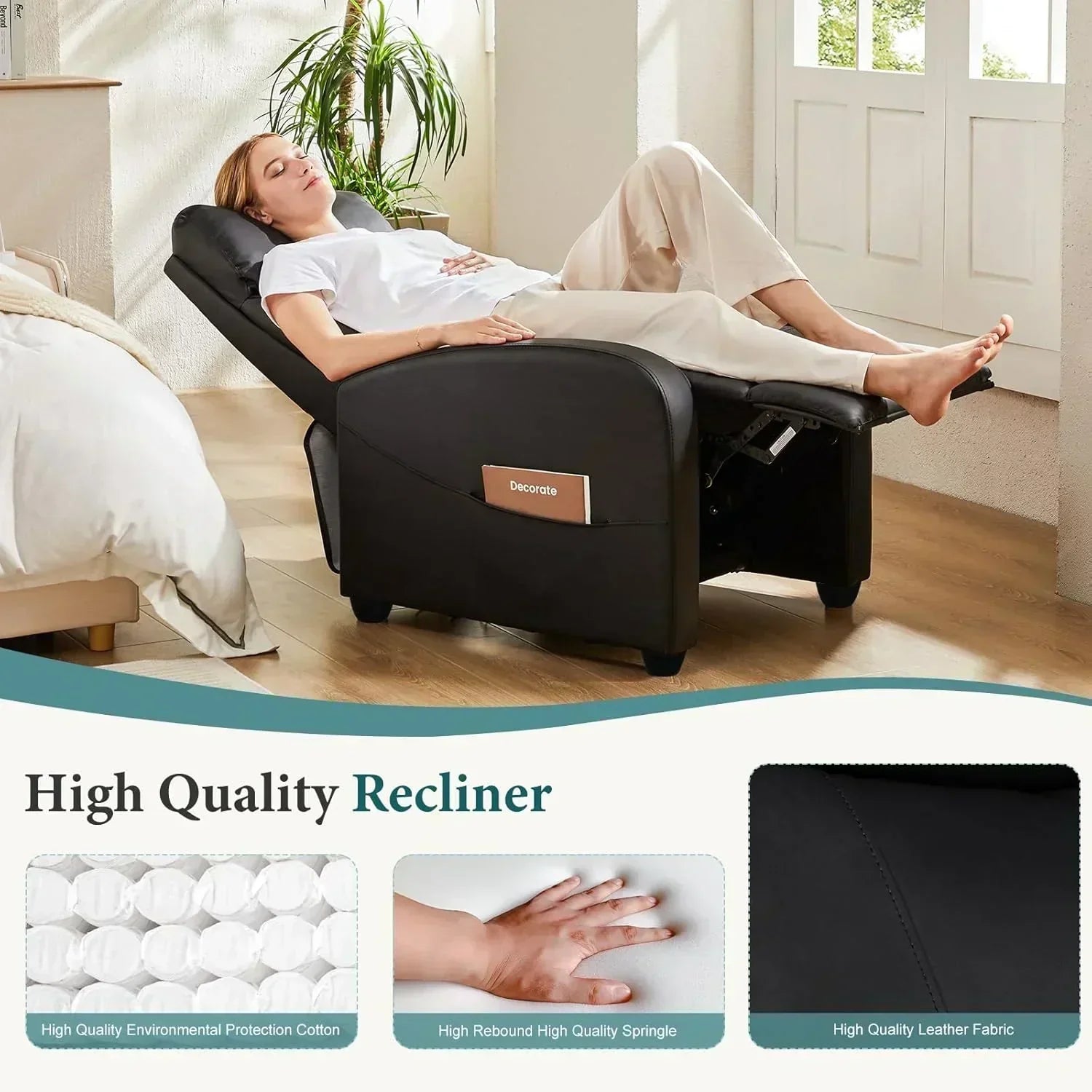 Swivel high-back rocking chair with footrest padded glider baby chair with comfortable deep seat wourant