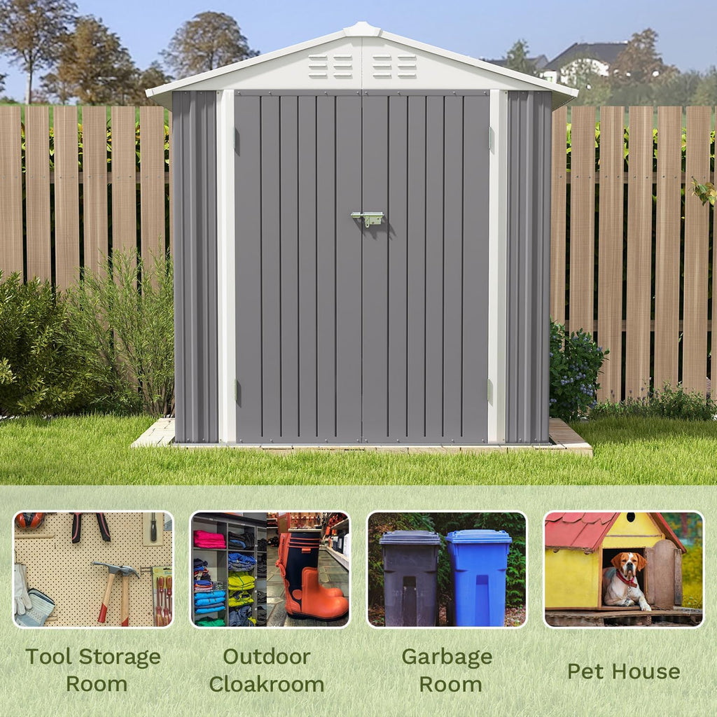 Patiowell 5x3 FT Outdoor Storage Shed Tool Shed with Sloping Roof and Lockable Door Metal Shed wourant
