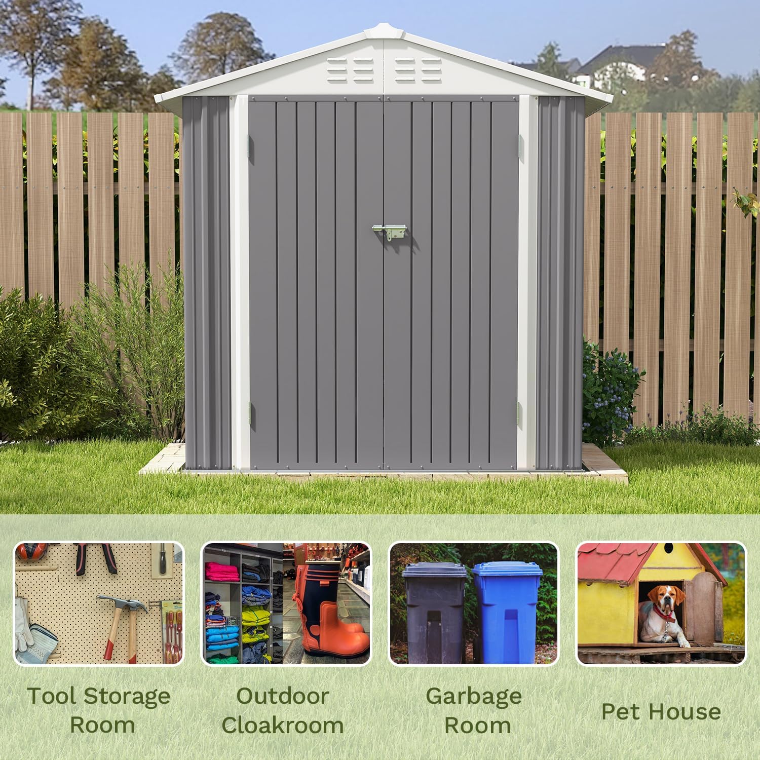 Patiowell 5x3 FT Outdoor Storage Shed Tool Shed with Sloping Roof and Lockable Door Metal Shed wourant