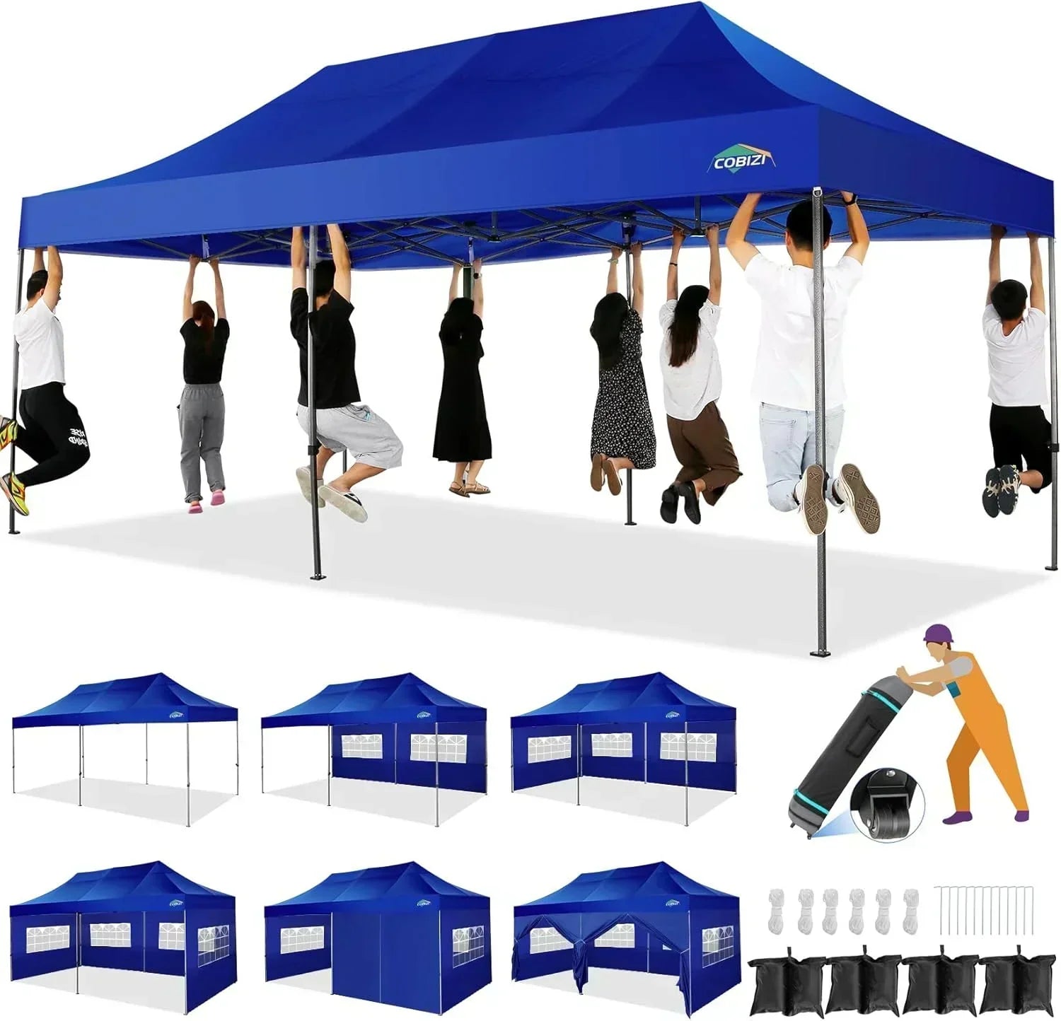 COBIZI 10x20 Heavy Duty Pop up Canopy Tent 6 sidewalls Commercial Canopy Wedding Party Tents wourant
