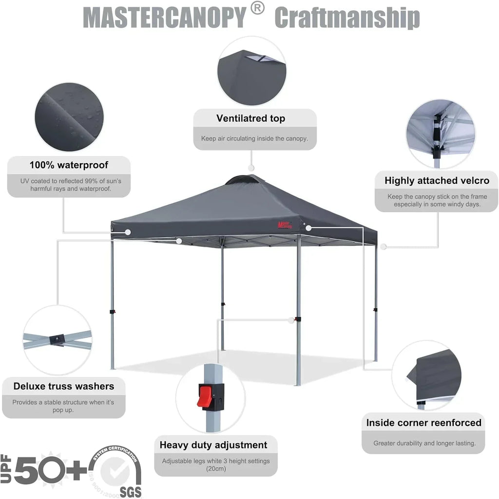 Durable Pop-up Canopy Tent with Roller Bag (10x10 Black) wourant