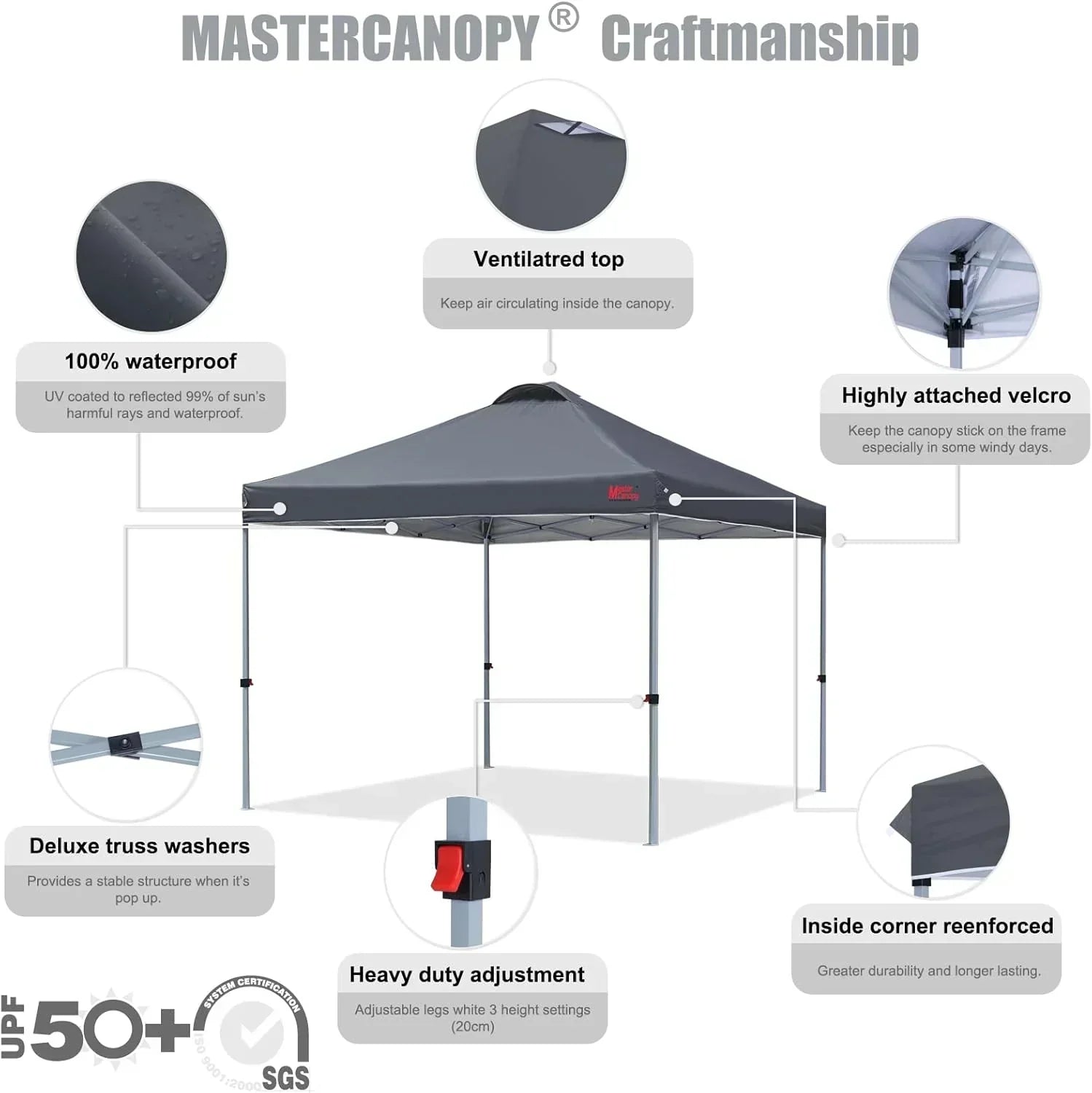Durable Pop-up Canopy Tent with Roller Bag (10x10 Black) wourant