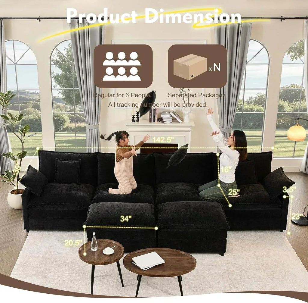 108 Inch U Shape Sofa Sectional Sofa Comfortable Cloud Sofa Living Room Deep Seat Sofa wourant