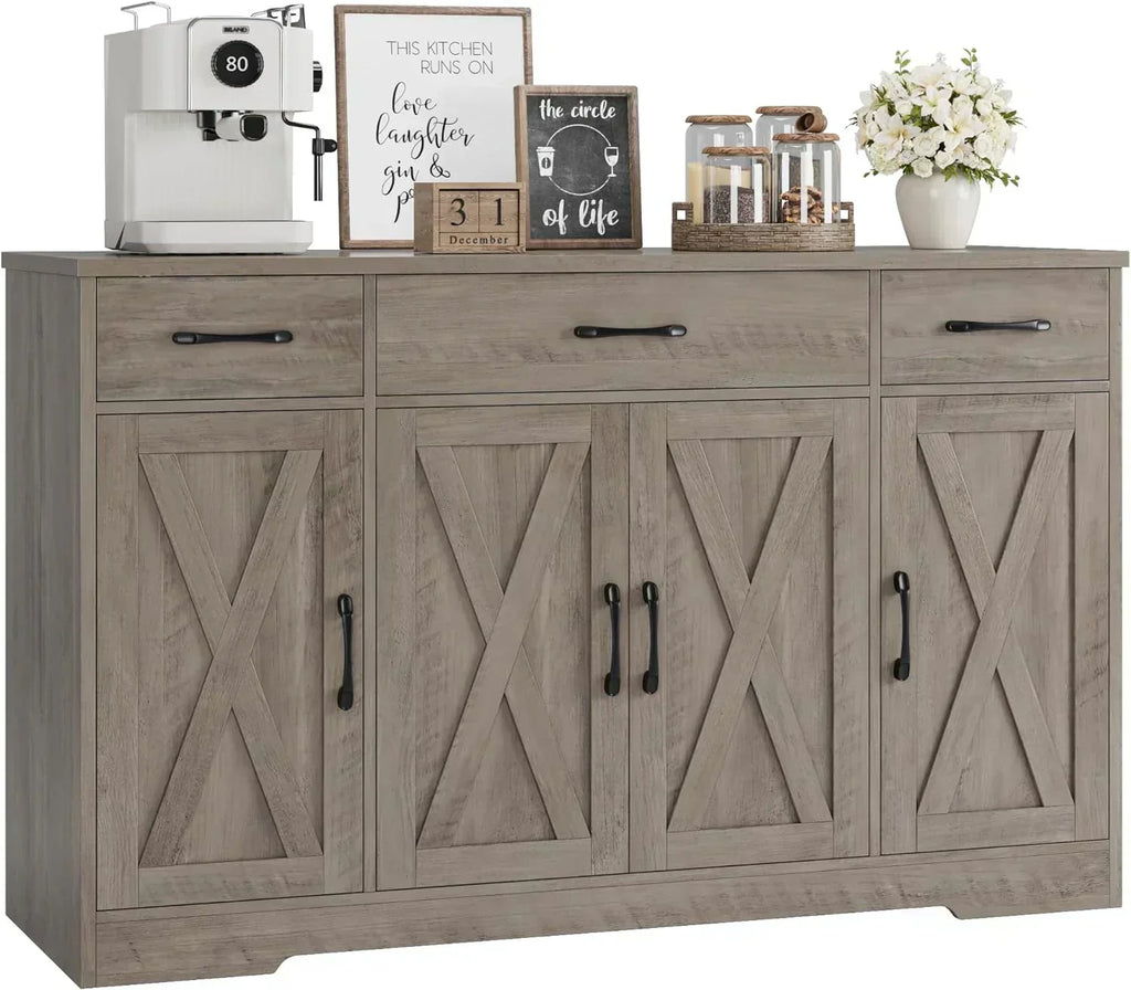 Sideboard with drawers large 55-inch sideboard modern farmhouse wood kitchen dining table wourant