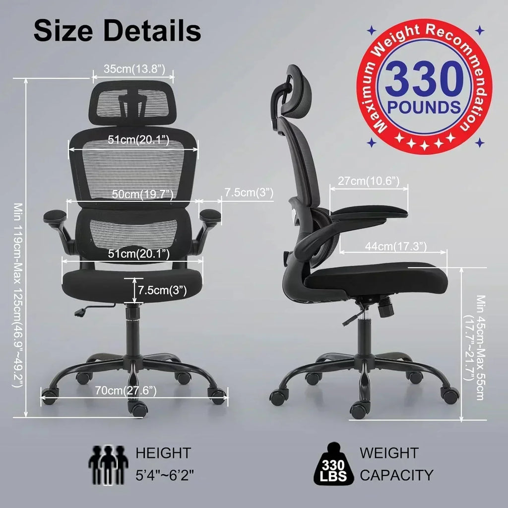 Office Chair Ergonomic Desk Chair 330 lbs Home Mesh Desk Chair Comfortable Gaming Chair wourant