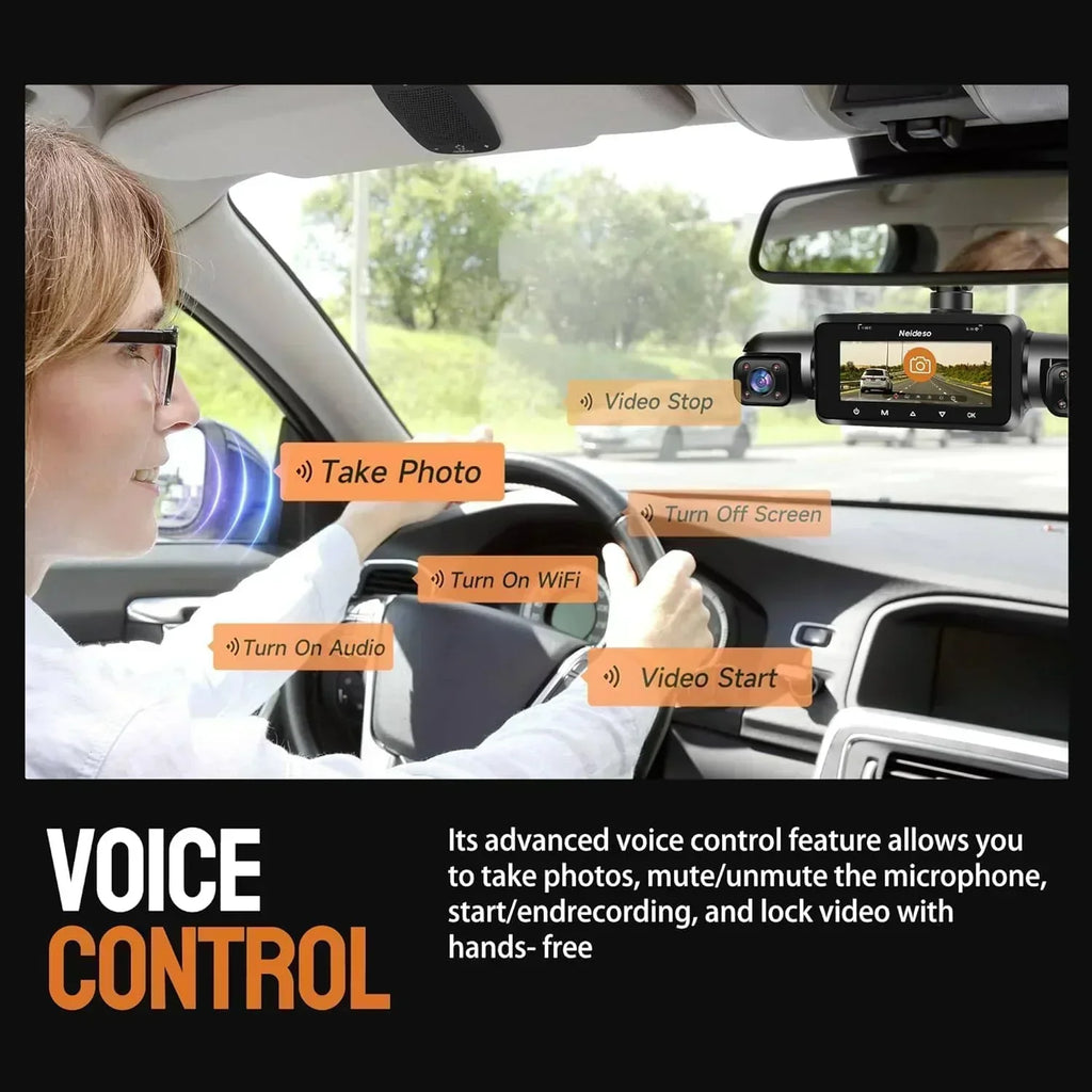 360° Dash Cam 4-Channel FHD 4*1080P Wi-Fi GPS Voice Control Car Camera Front 2K+1080P wourant