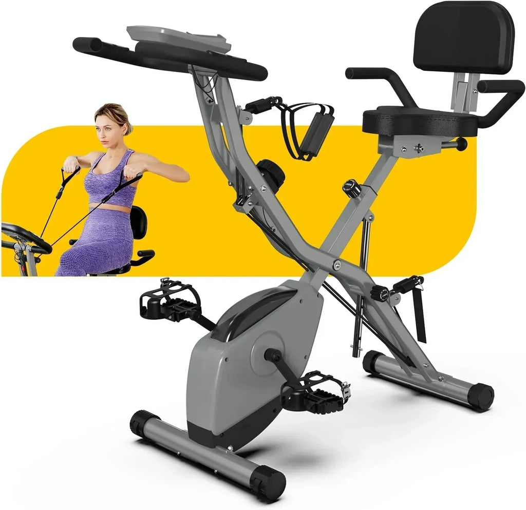 Foldable Exercise Bike Stationary Bikes  5 IN 1 Indoor Workout Cycling Bike Quiet Magnetic Resistance wourant