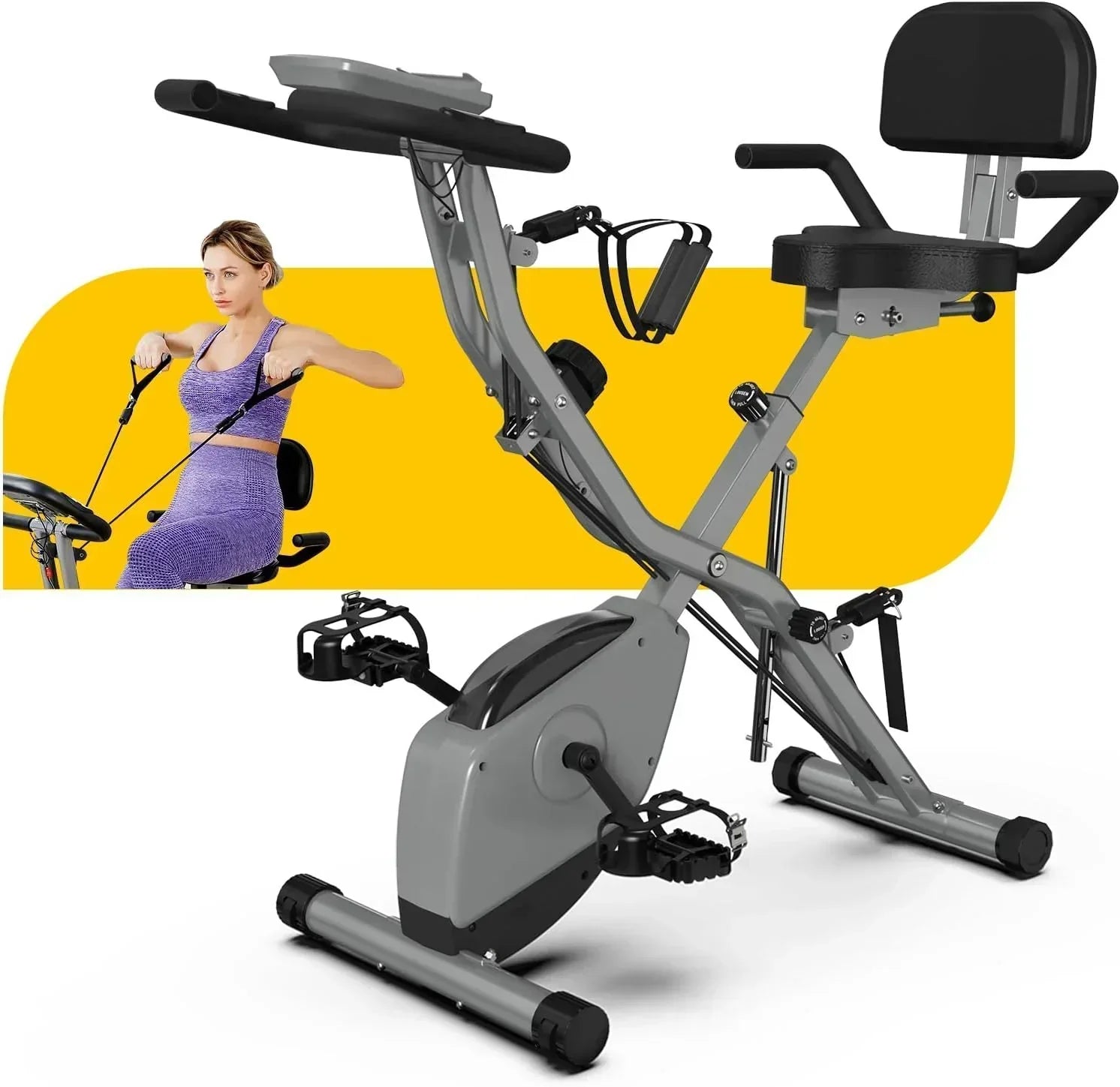 Foldable Exercise Bike Stationary Bikes  5 IN 1 Indoor Workout Cycling Bike Quiet Magnetic Resistance wourant