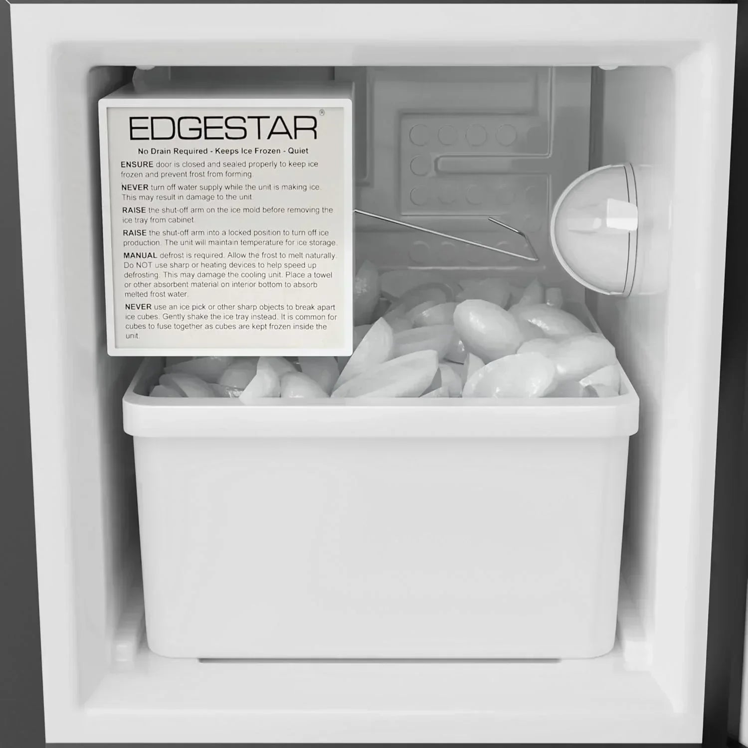 EdgeStar IB121 15 Inch Wide 12 Lbs Capacity Built-In Ice Maker with 15 Lbs Daily Ice Production wourant