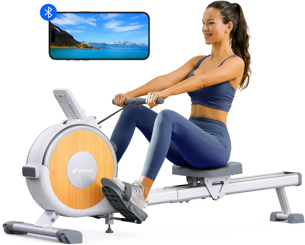 Merachi household rowing machine silent resistance dual-slide design wourant