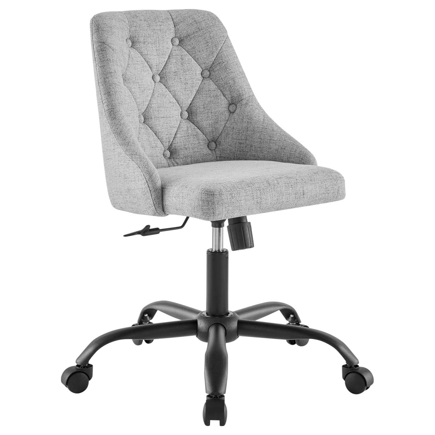 Distinct Tufted Swivel Upholstered Office Chair Black Beige 23 x 20.5 x 32 wourant