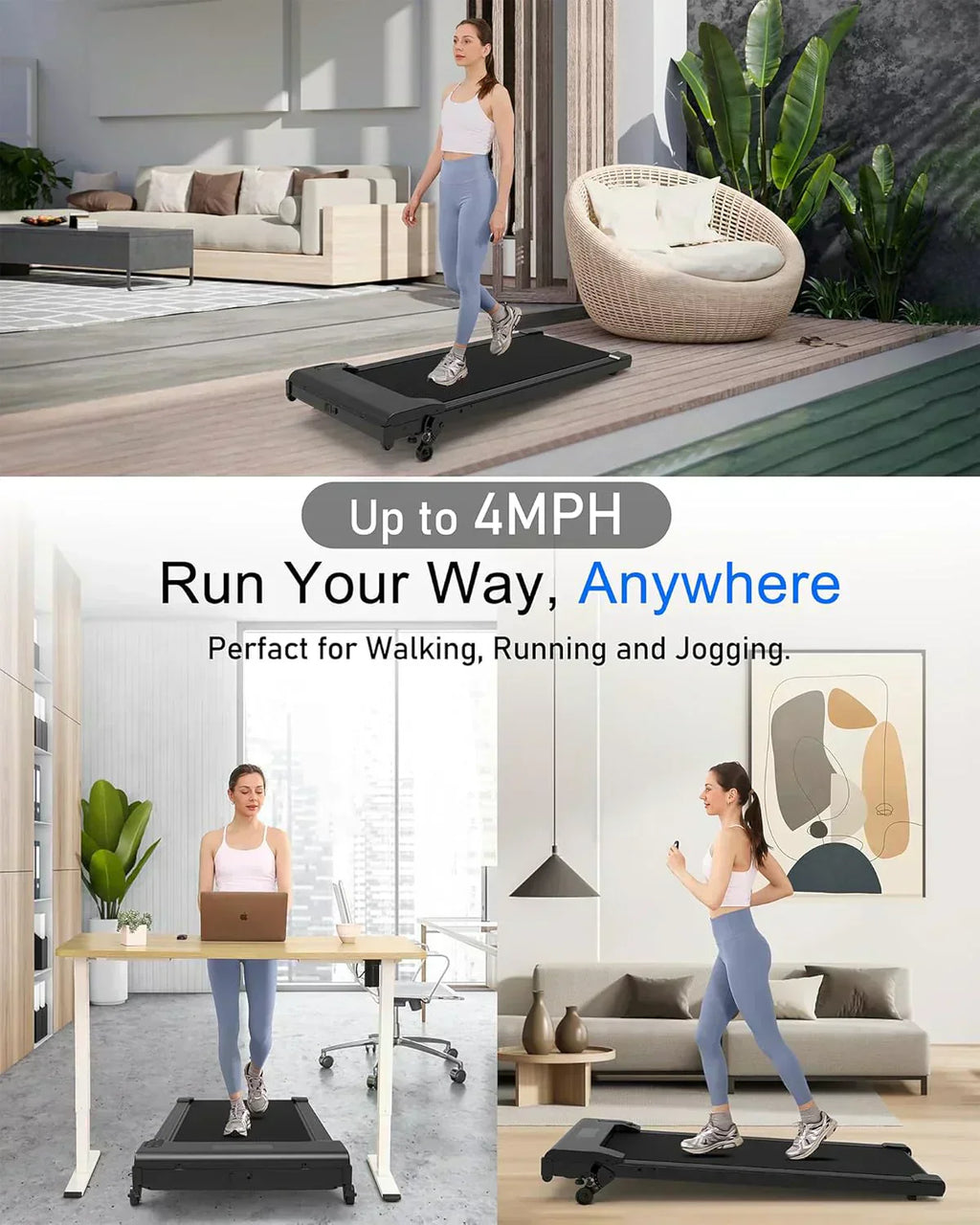 Lichico Walking Pad Under Desk Treadmill Ultra-Quiet Brushless Electric Jogging Treadmill wourant