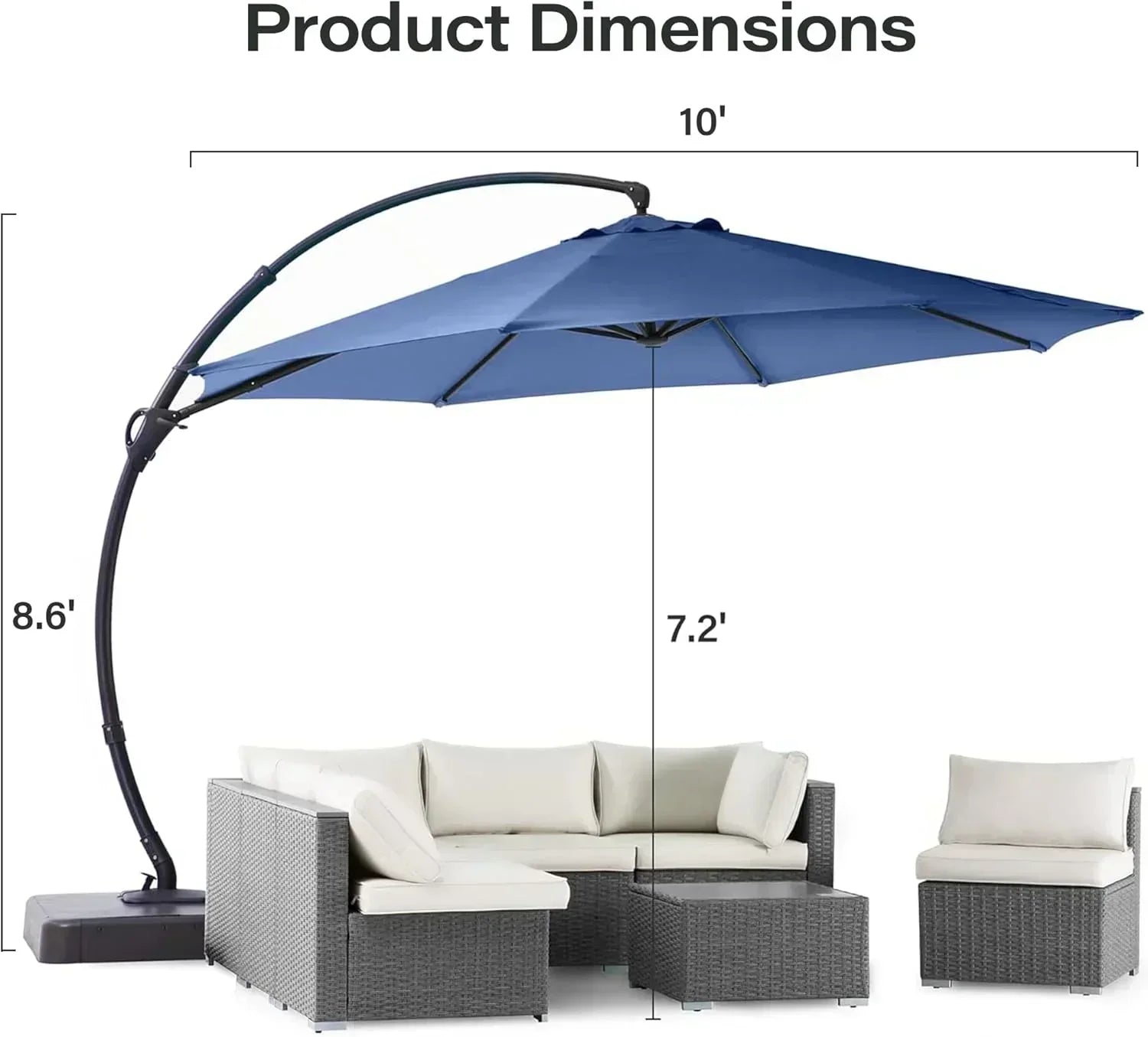 LAUSAINT HOME Outdoor Patio Umbrella with Base included 11 FT Deluxe Curvy Cantilever Umbrella wourant