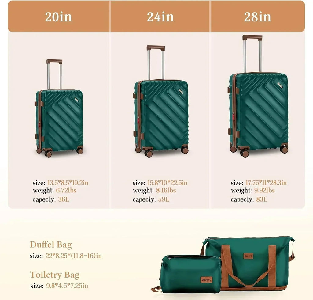 5 piece luggage set expandable suitcase 22x14x9 aviation certified durable waterproof travel set wourant