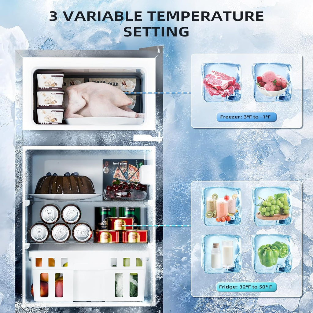 Antarctic Star 3.2 Cu.Ft Mini Refrigerator with Freezer Double Door Fridge Compact Refrigerator wourant