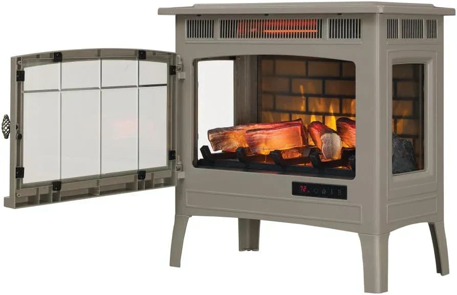 Freestanding Electric Fireplace Stove Heater with 3D Flame Effect for 1000 Sq. Ft wourant