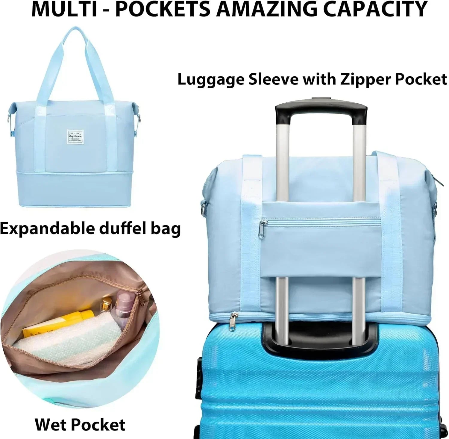 LONG VACATION 6 Piece Luggage Set Carry on Suitcase with ABS+PC hardshell Spinner Wheels wourant