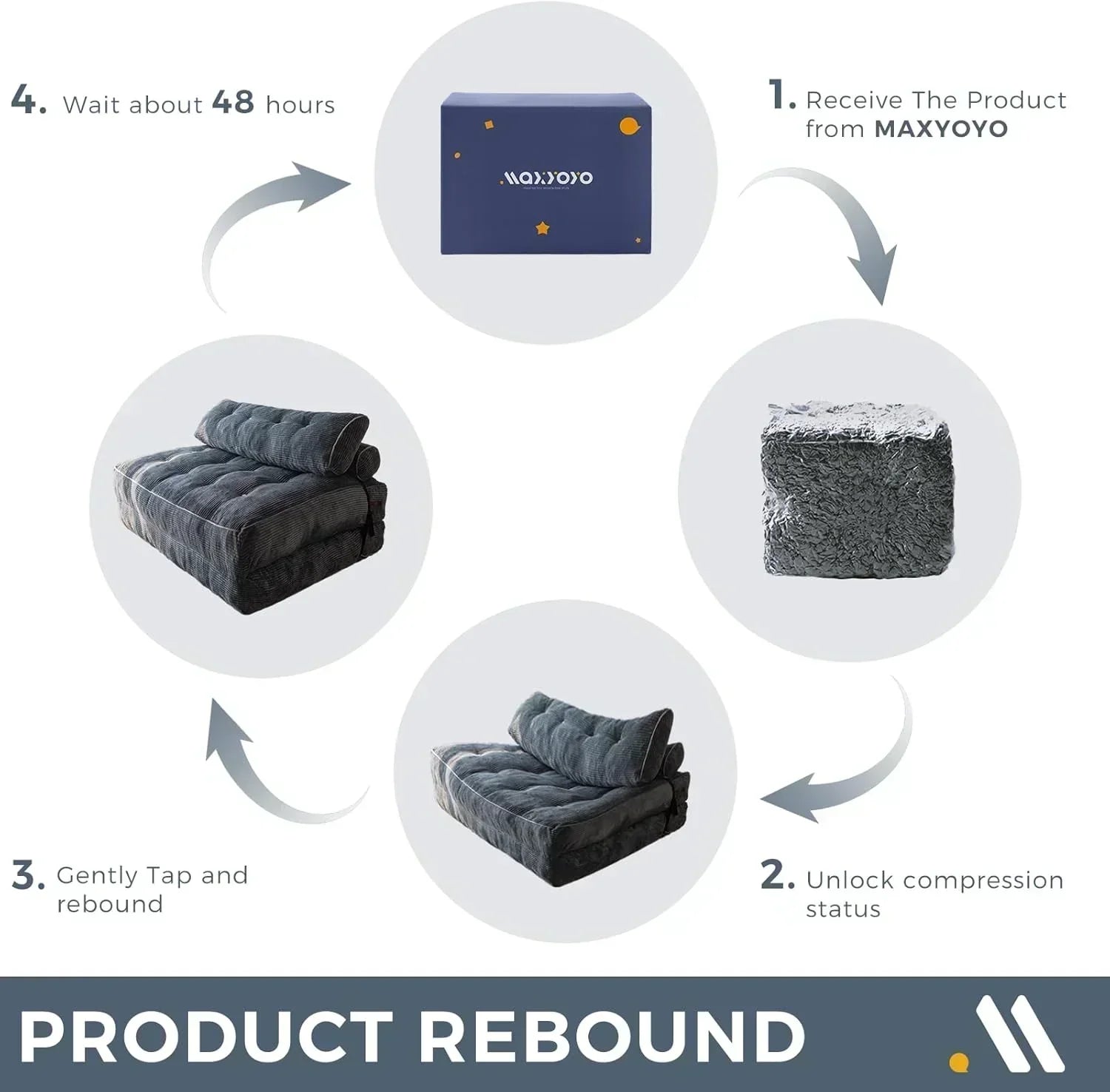 MAXYOYO Folding Sofa Bed Convertible Sleeper Chair with Pillow Foldable Mattress with Back Support wourant
