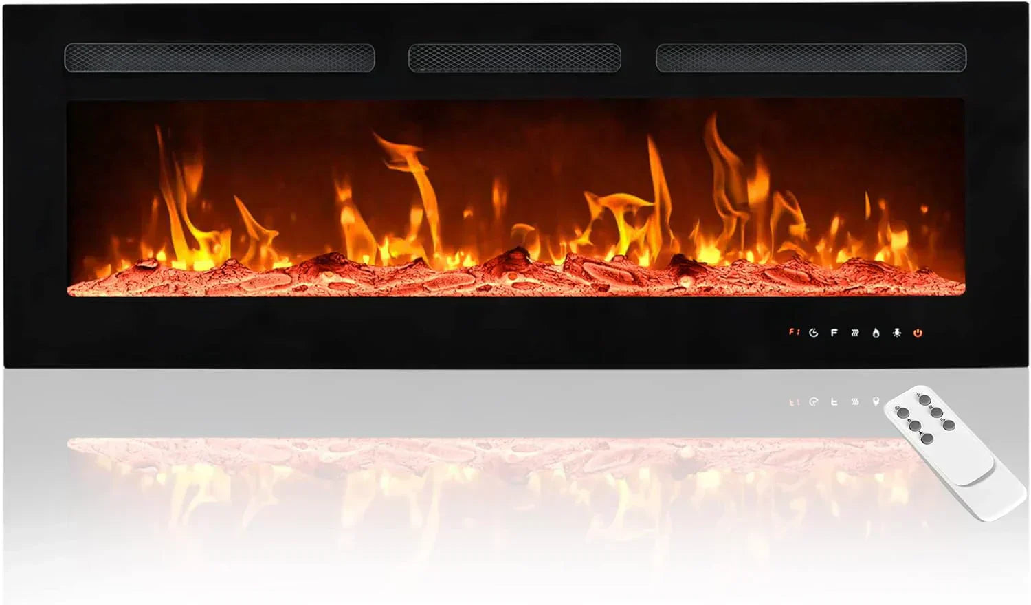 EUHOMY 50 Inch Electric Fireplace Wall Recessed Adjustable Flame Color Fireplace Heater wourant