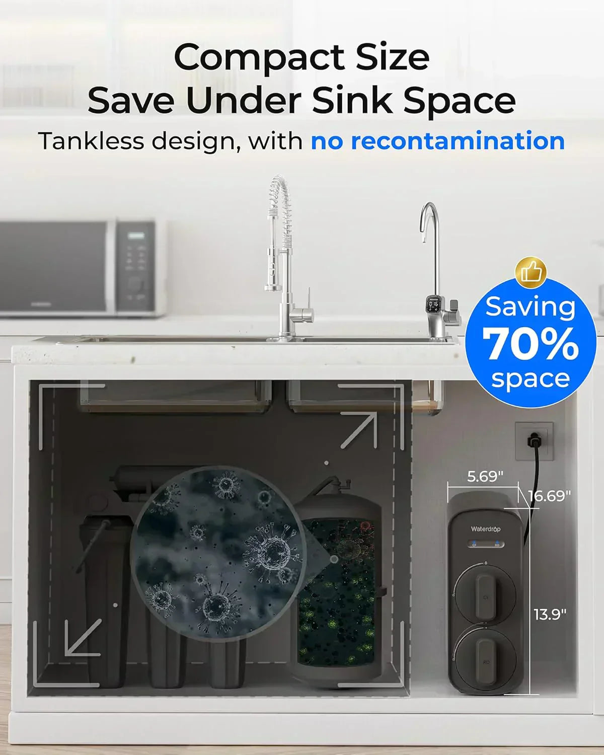 WaterDrop G5P700 reverse osmosis water filter 700G fast flow reverse osmosis system wourant