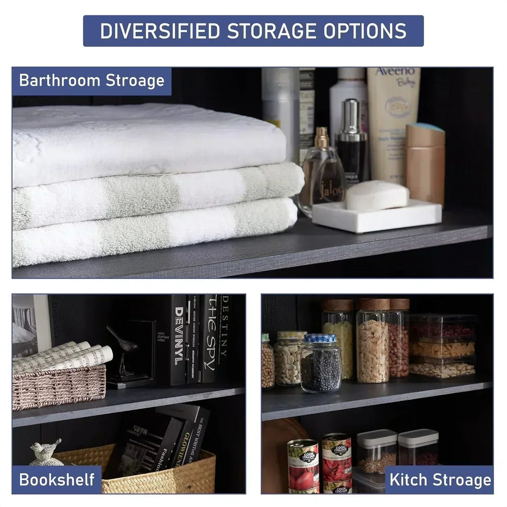 JXQTLINGMU Farmhouse Kitchen Pantry 72" Tall Wood Kitchen Storage Cabinet Adjustable Shelves wourant