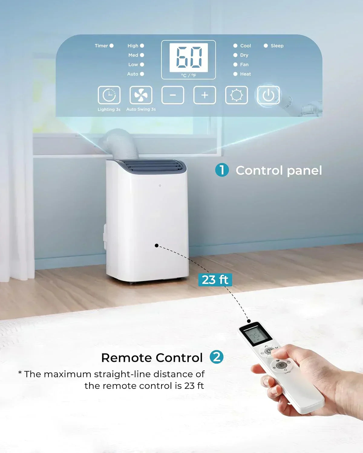 EUHOMY 8,000 BTU Portable Air Conditioners 4-in-1 Portable AC Unit Up to 350 Sq.Ft wourant