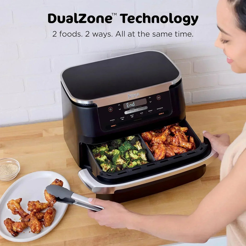 Ninja Foodi 6-in-1 FlexBasket Air Fryer with 7 QT MegaZone Basket Divider for Large Proteins wourant