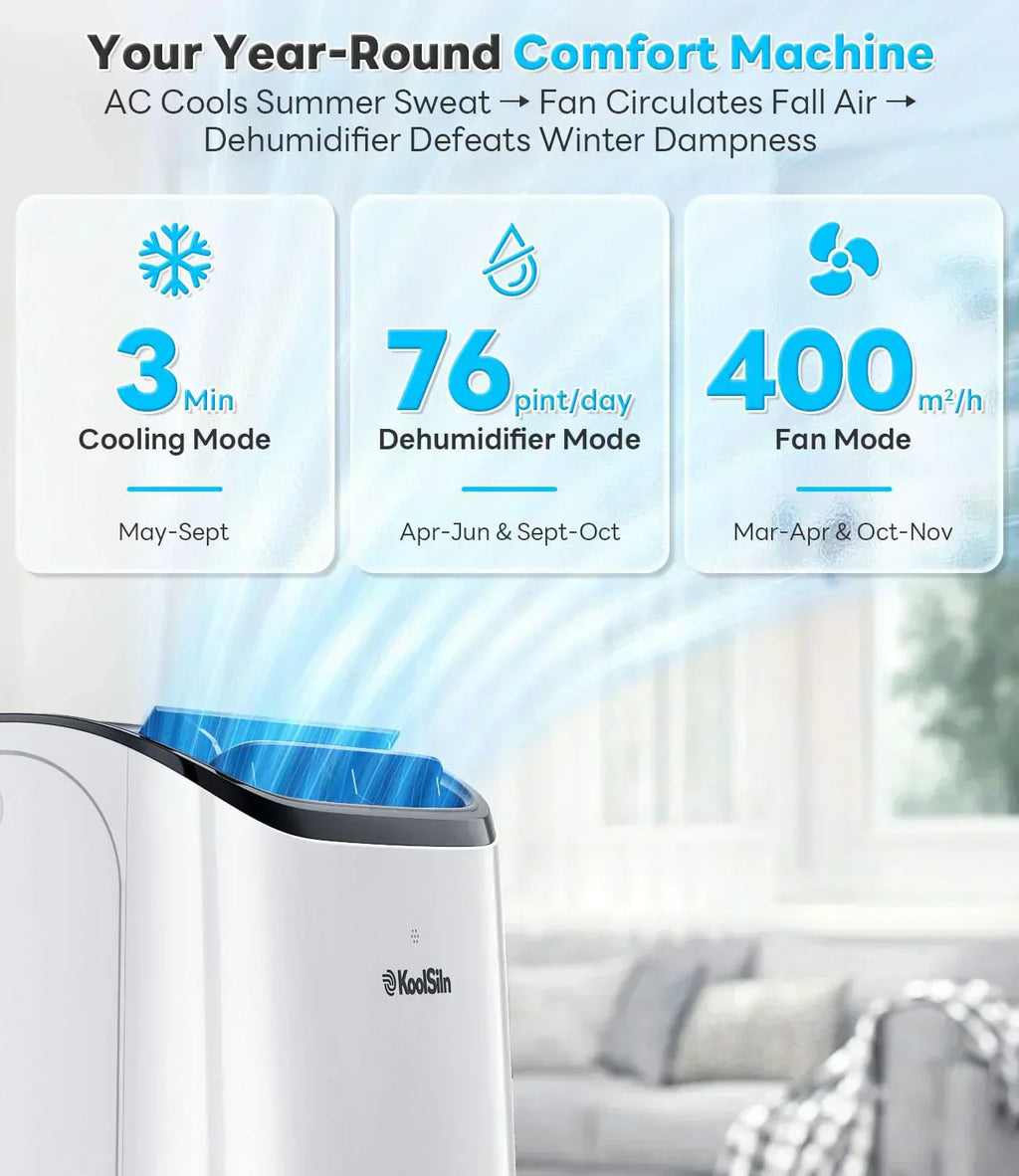 14,000 BTU Portable Air Conditioner Cools Up to 700 Sq.Ft Auto-Evaporation Low Noise Portable wourant