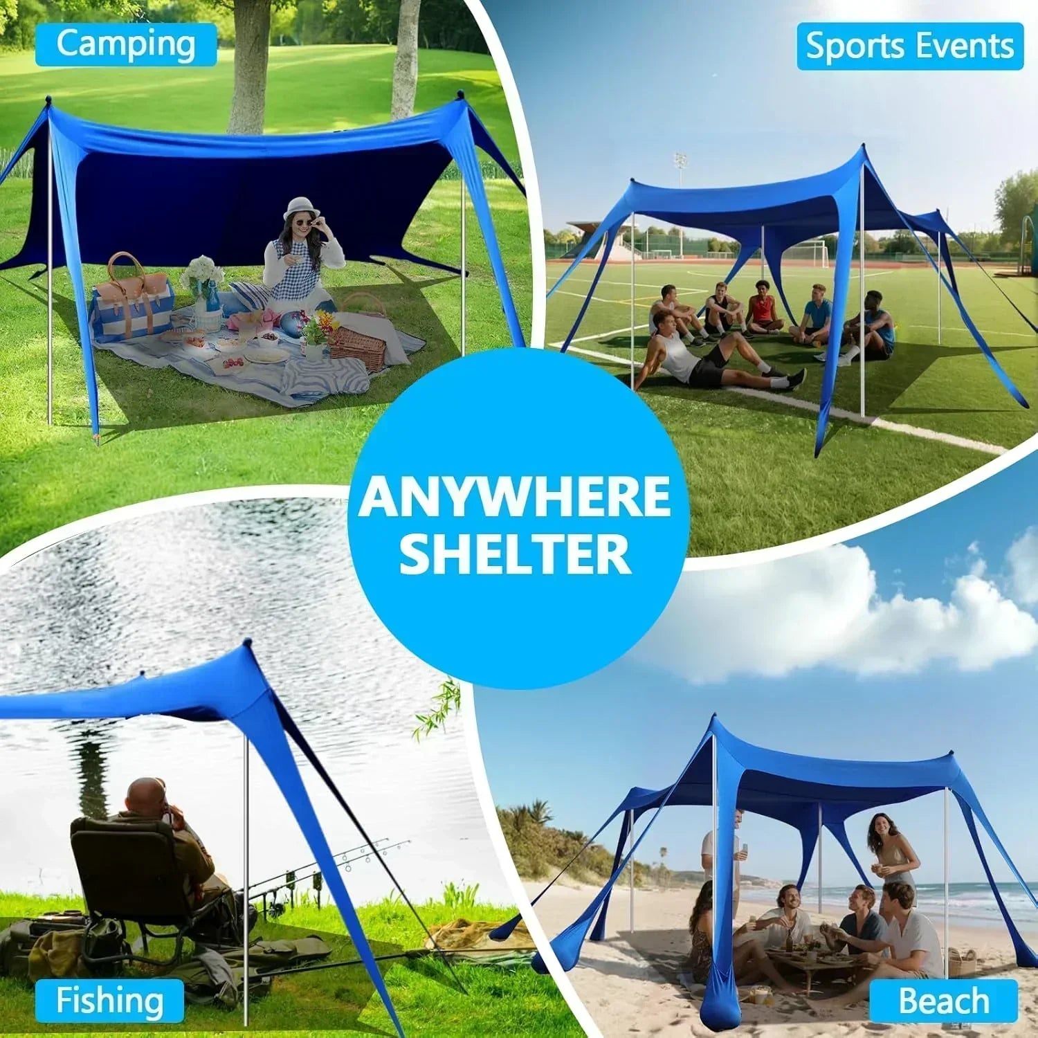 Beach Tent Sun Shelter 10 x 10 FT Beach Canopy Tent Sun Shade Heavy Duty UPF50+ Beach Tent wourant