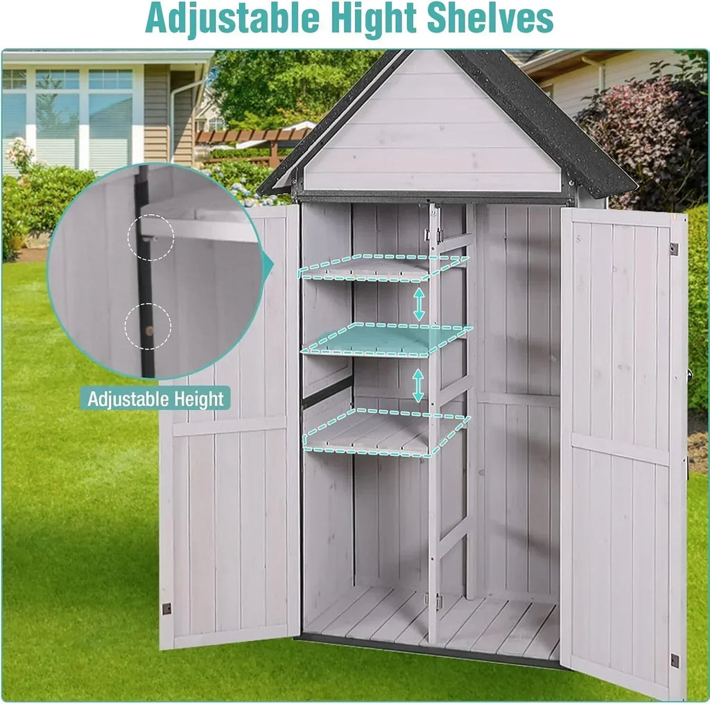 Sheds Outdoor Storage Garden Shed with Metal Frame Structure Adjustable Shelves Capacity Storage wourant