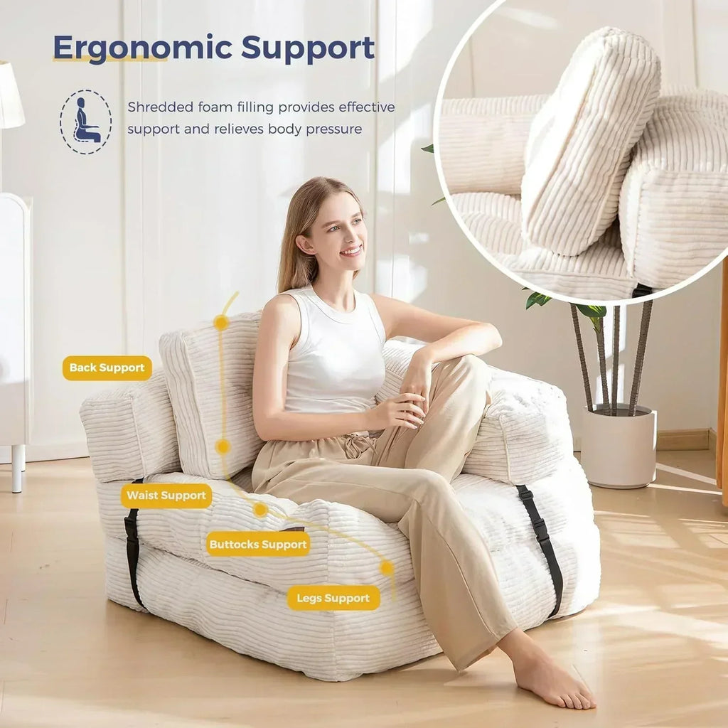 Folding Sofa Bed L-Shaped Convertible Sofa Bed with Armrests and Pillows wourant
