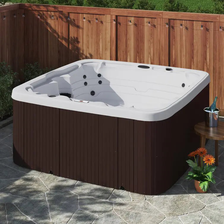 Lifesmart Spas 110 Volt 7 Person 22 Jet Square Plug And Play Hot Tub with Ozonator in Espresso wourant