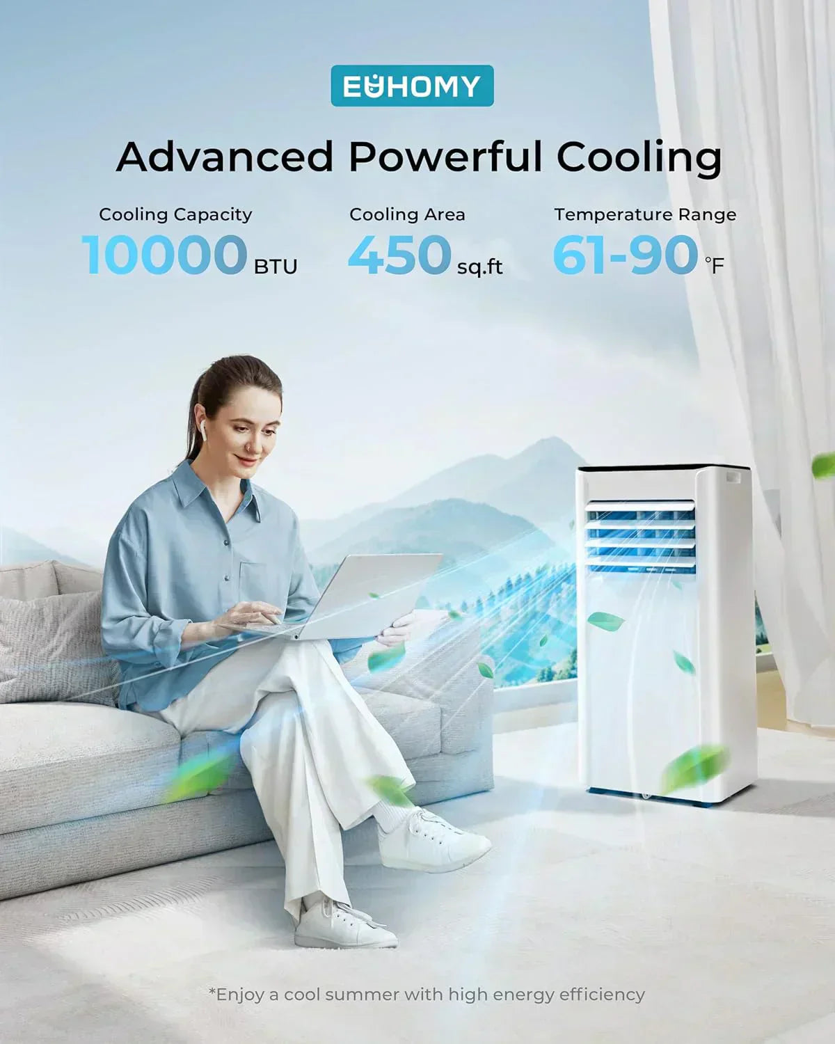 EUHOMY 8,000 BTU Portable Air Conditioners 4-in-1 Portable AC Unit Up to 350 Sq.Ft wourant