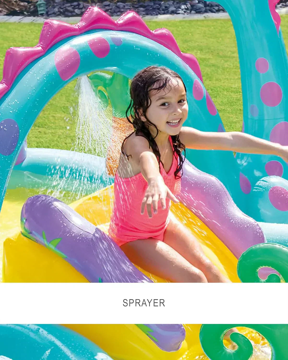 Intex 96" x 78" x 28" Inflatable Jungle Adventure Play Center Spray Kiddie Pool Water Slide wourant