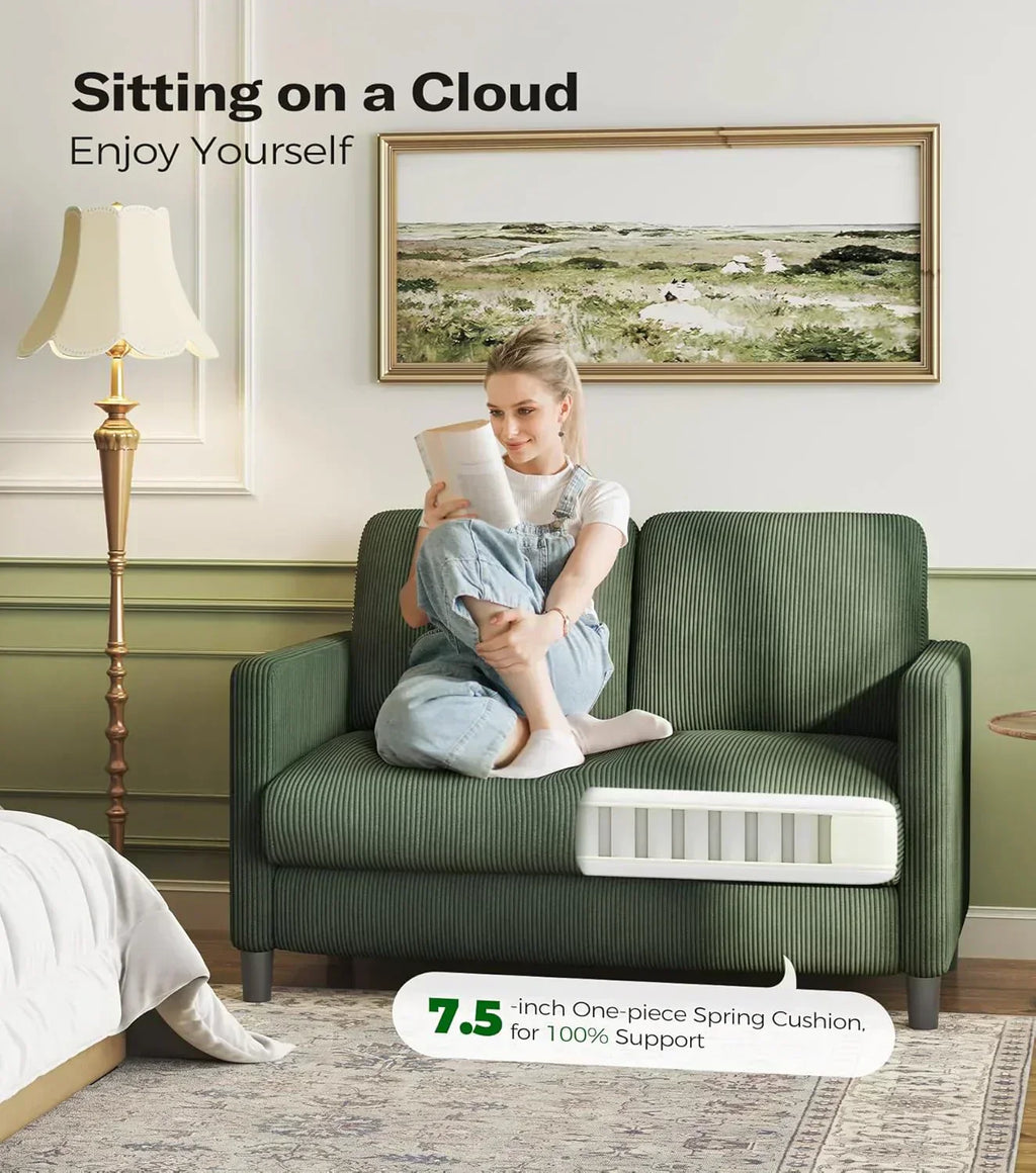 Loveseat Sofa 51" Love Seat Comfy Corduroy Small Loveseat Tool-Free Setup Couch wourant