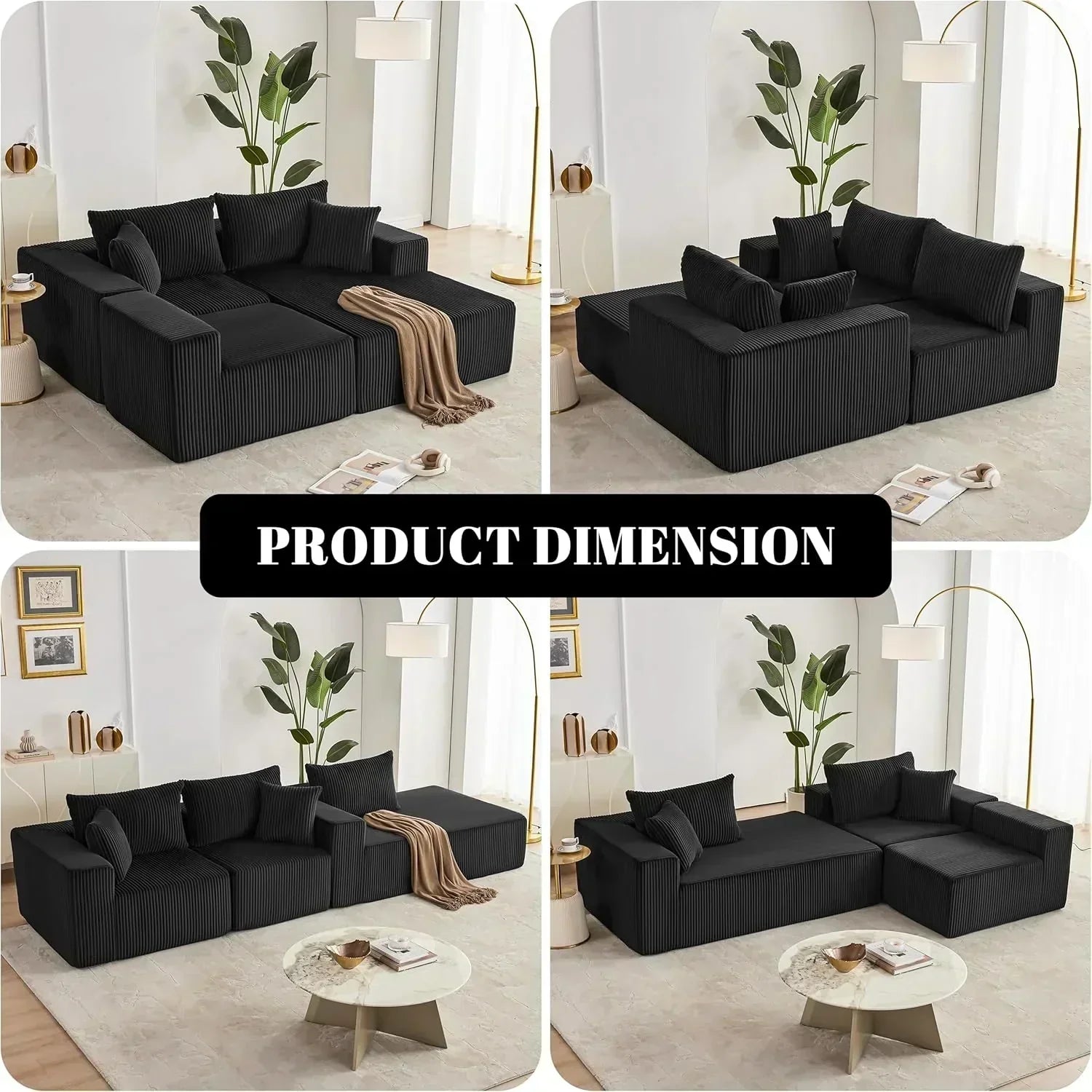 108-inch modular sofa cloud modular sofa with deep seat and reclining chair upholstered sofa wourant