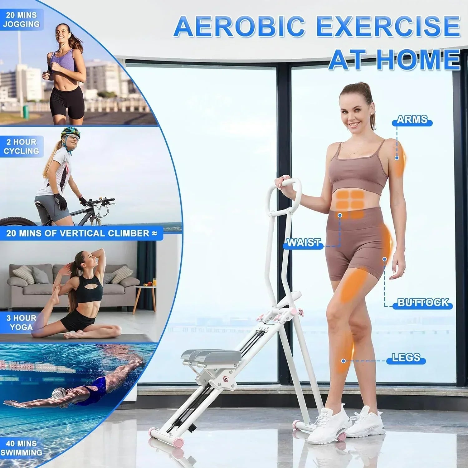 Stair Stepper for Home Gym Folding Vertical Climber Cardio Exercise Machine Stair Climber wourant