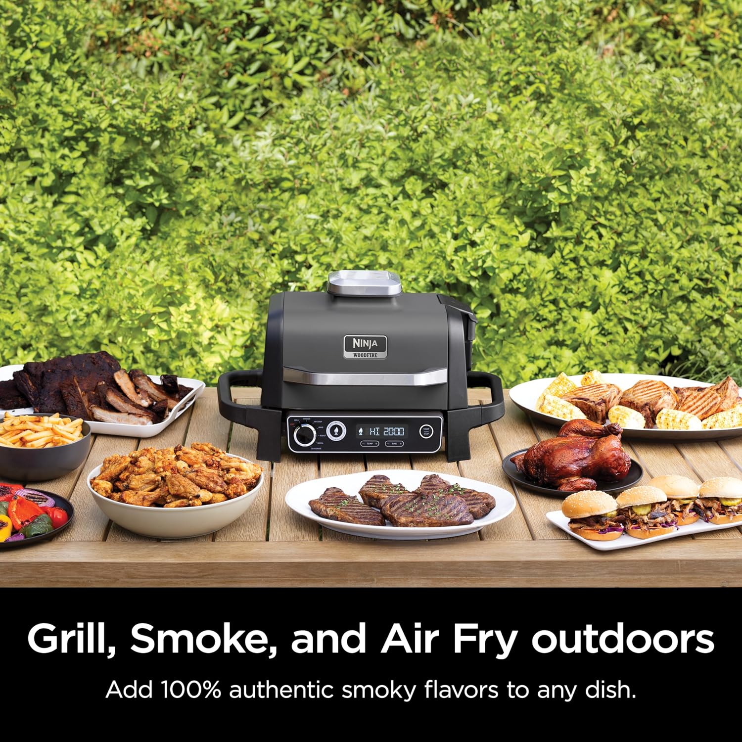 OG751 Woodfire Pro Outdoor Grill Built-In Thermometer 7-in-1 Master Grill BBQ Smoker Air Fryer wourant