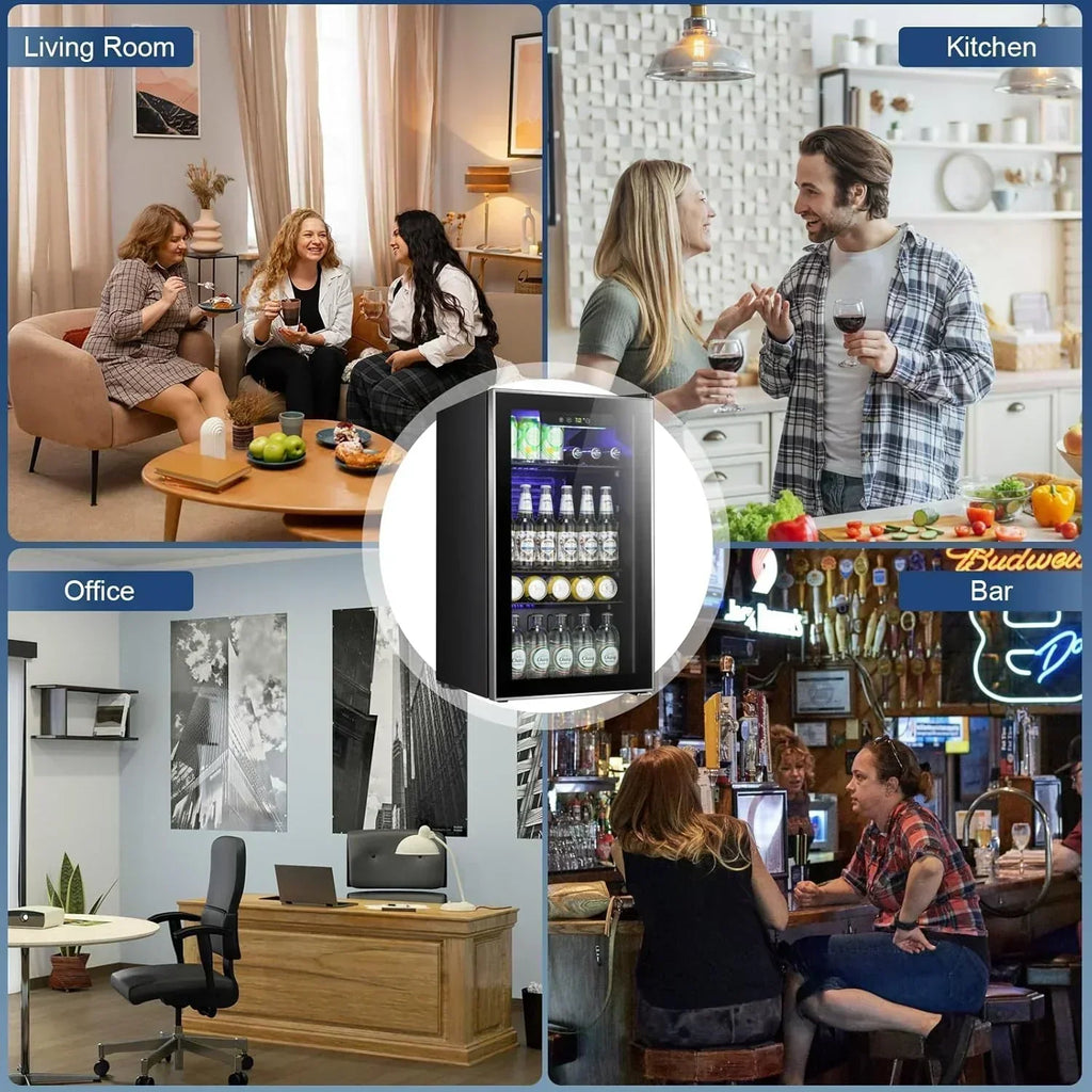 Antarctic Star Beverage Refrigerator Cooler 68 Can Mini Fridge with Glass Door for Beer Drinks Wine wourant