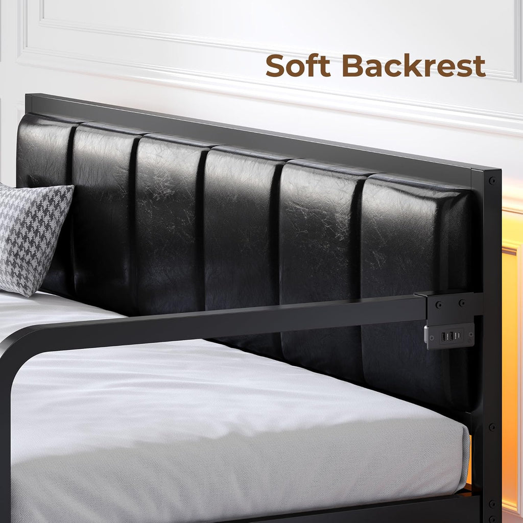 Rolanstar Daybed with Charging Station and LED Lights Height Adjustable Twin Daybed wourant