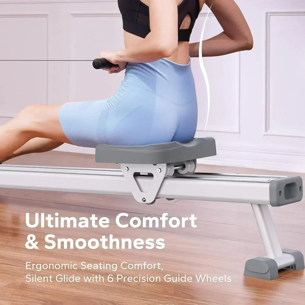 Merachi household rowing machine silent resistance dual-slide design wourant