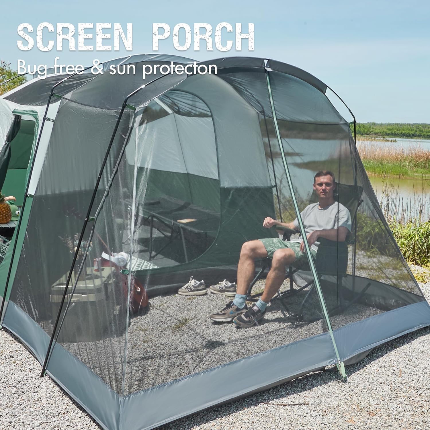 PORTAL 6/8/10 Person Family Camping Tent with Screen Room Water Resistant Big Tunnel Tent wourant